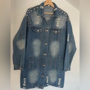 SHEIN Large Jean jacket with pearls